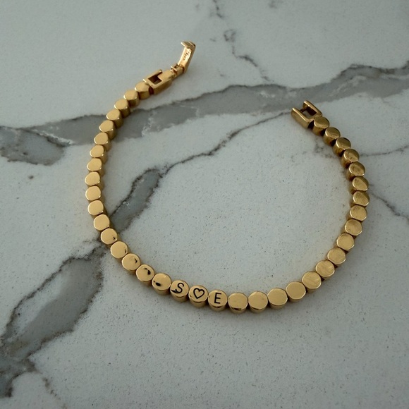 Oak and luna ENGRAVED DOT BRACELET gold vermeil ES 6 inch
